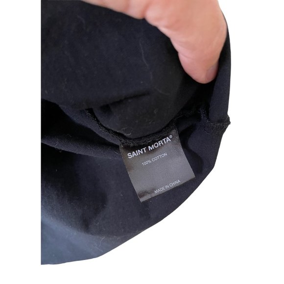 Saint Morta Men's Black Zip Neck Designer Short Sleeve Shirt - Picture 3 of 7